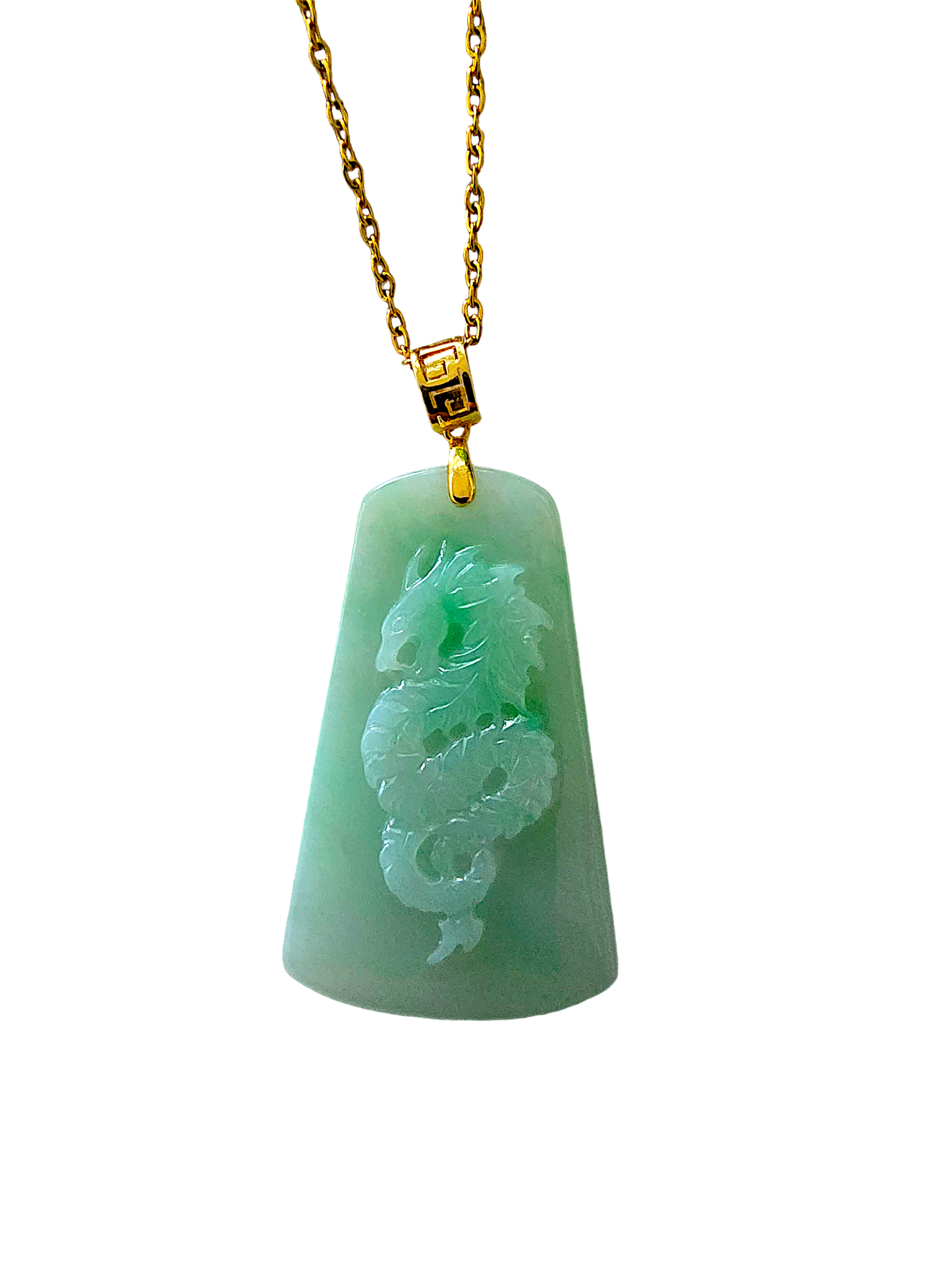 Dragon of Gifu Burmese A-Jade Pendant (with 18K Yellow Gold) - Certified