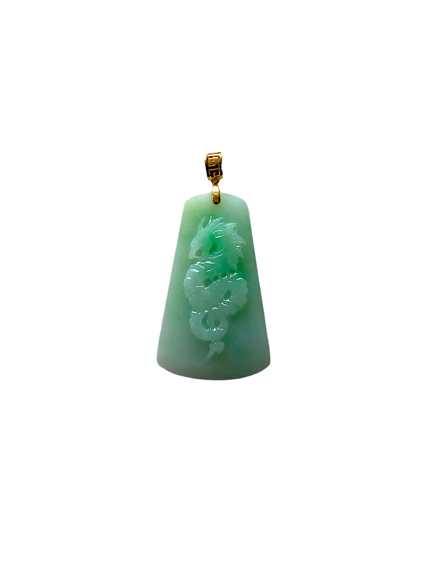 Dragon of Gifu Burmese A-Jade Pendant (with 18K Yellow Gold) - Certified