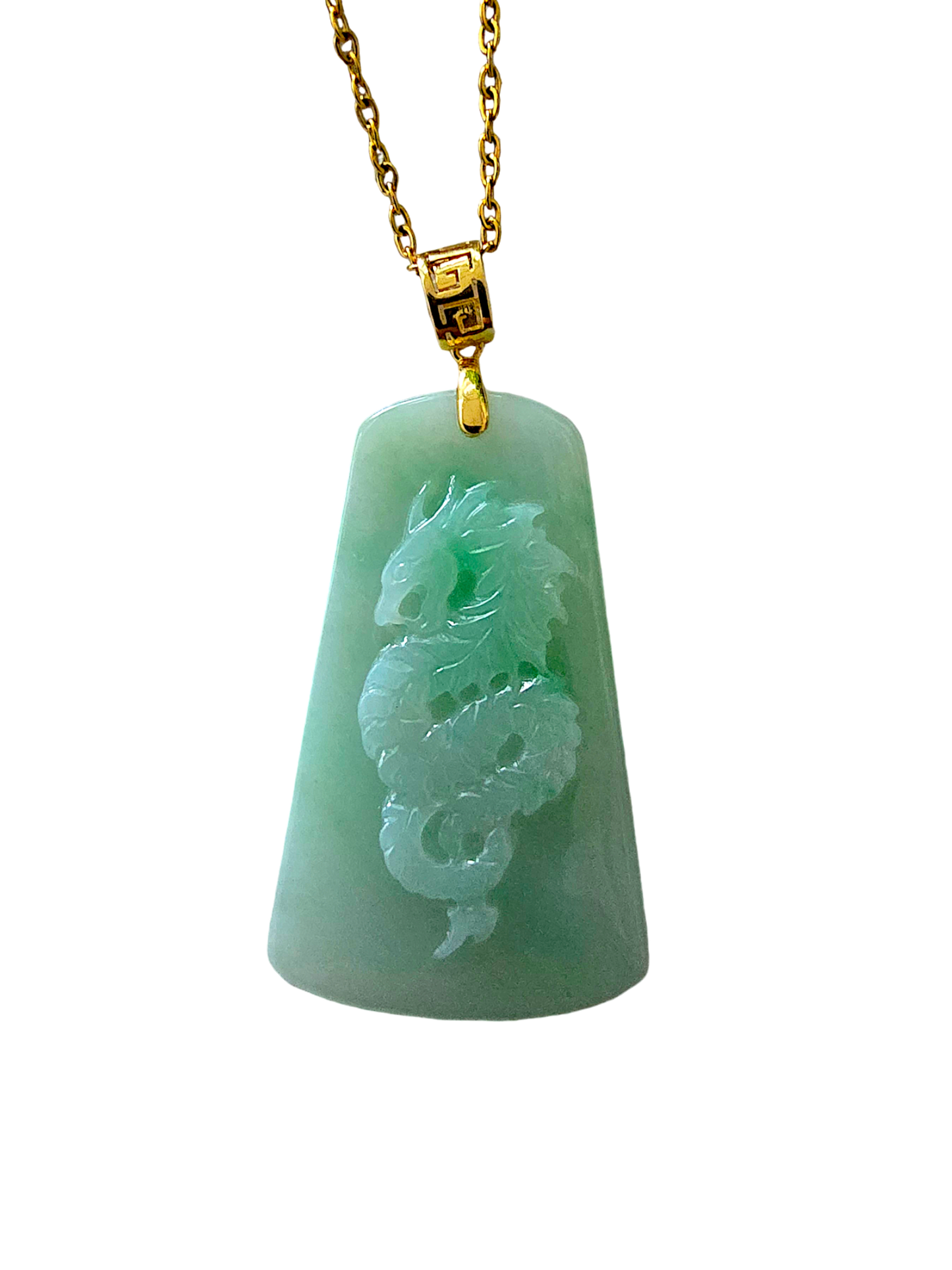 Dragon of Gifu Burmese A-Jade Pendant (with 18K Yellow Gold) - Certified