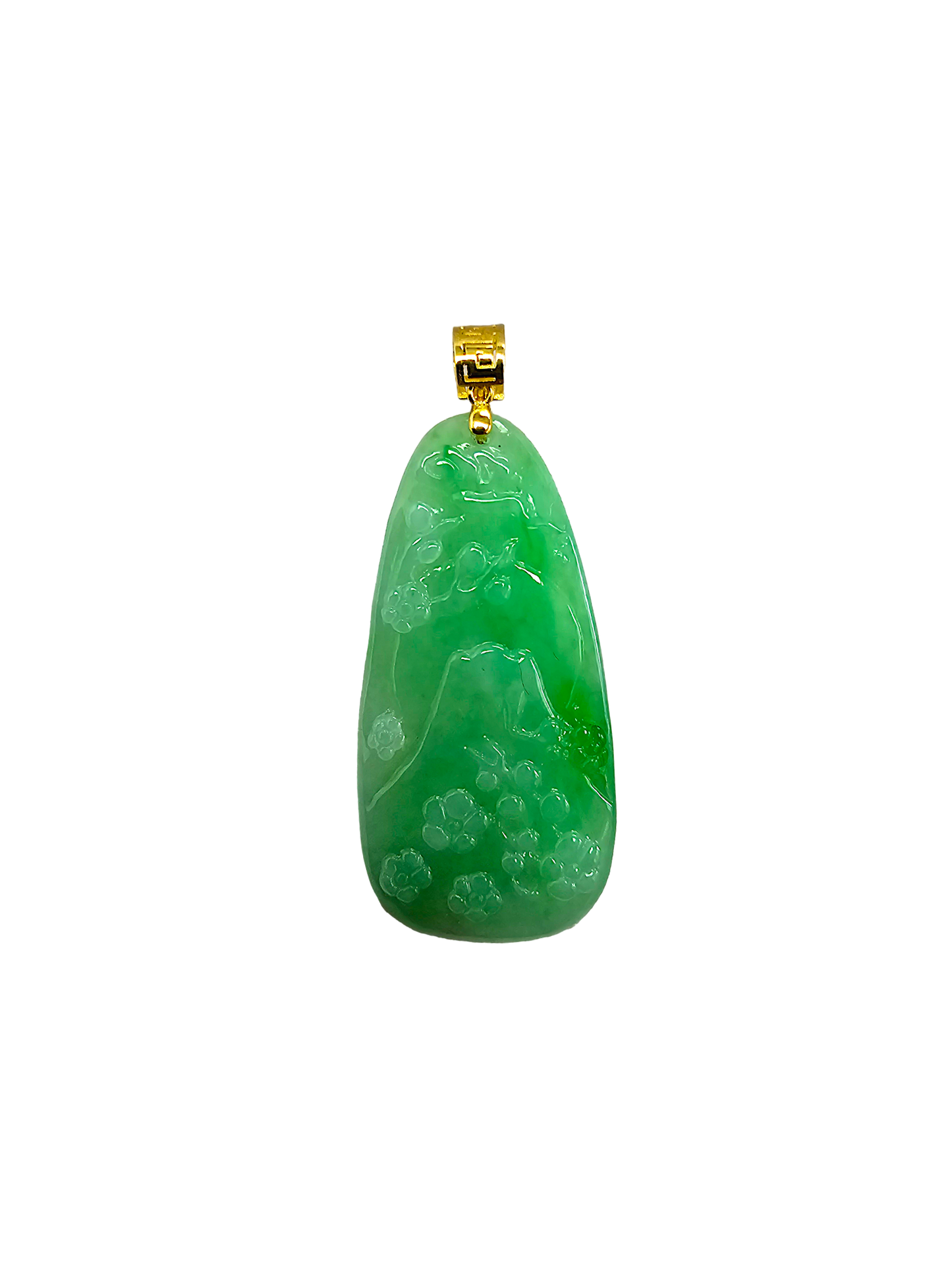 Bliss of Fuji Burmese A-Jade Pendant (with 18K Yellow Gold)- Certified