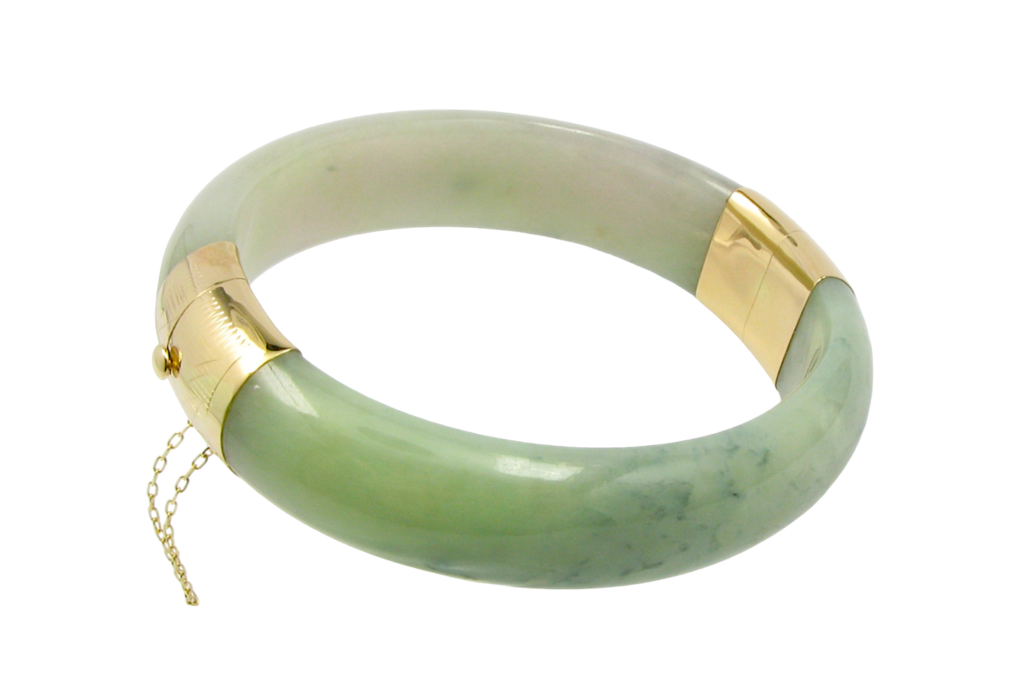 1881 Viceroy's Elliptical Burmese A-Jade Bangle Bracelet (with 14K Yellow Gold)