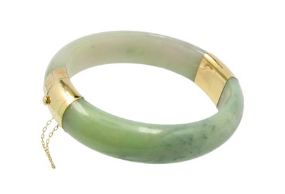 1881 Viceroy's Elliptical Burmese A-Jade Bangle Bracelet (with 14K Yellow Gold)