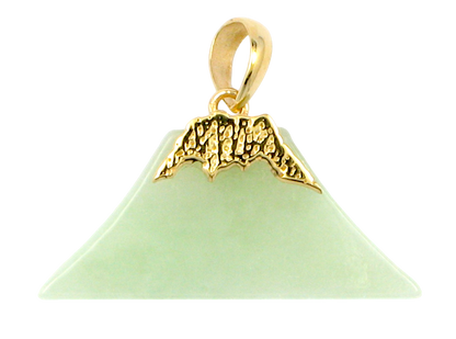 Charm of Fuji Burmese A-Jade Pendant (with 18K Yellow Gold)