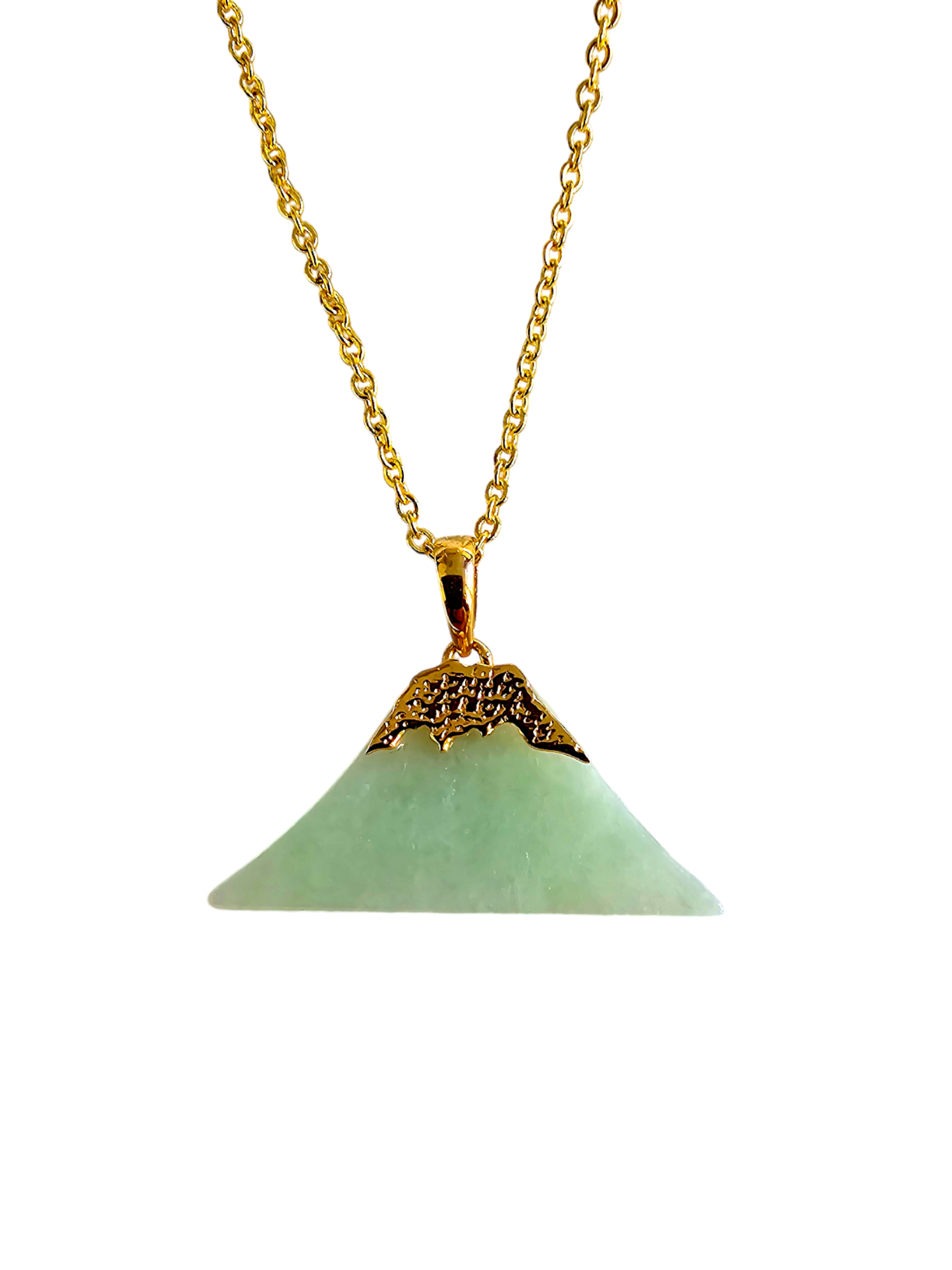 Charm of Fuji Burmese A-Jade Pendant (with 18K Yellow Gold)