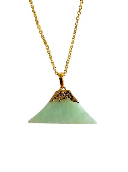 Charm of Fuji Burmese A-Jade Pendant (with 18K Yellow Gold)