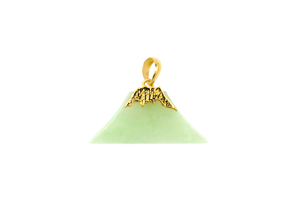 Charm of Fuji Burmese A-Jade Pendant (with 18K Yellow Gold)