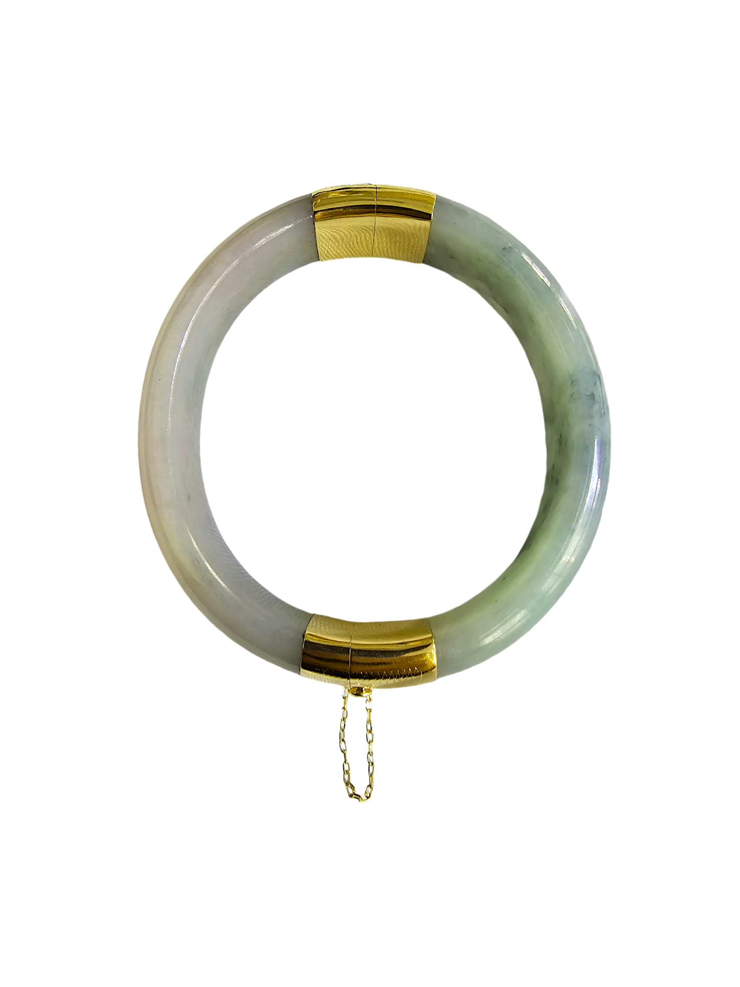 1881 Viceroy's Elliptical Burmese A-Jade Bangle Bracelet (with 14K Yellow Gold)