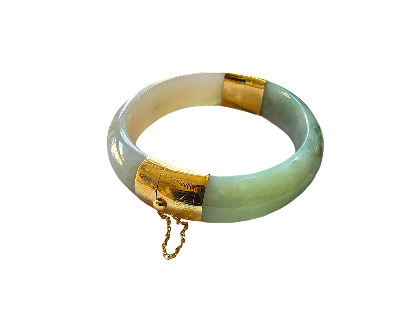 1881 Viceroy's Elliptical Burmese A-Jade Bangle Bracelet (with 14K Yellow Gold)