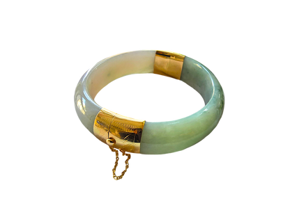 1881 Viceroy's Elliptical Burmese A-Jade Bangle Bracelet (with 14K Yellow Gold)