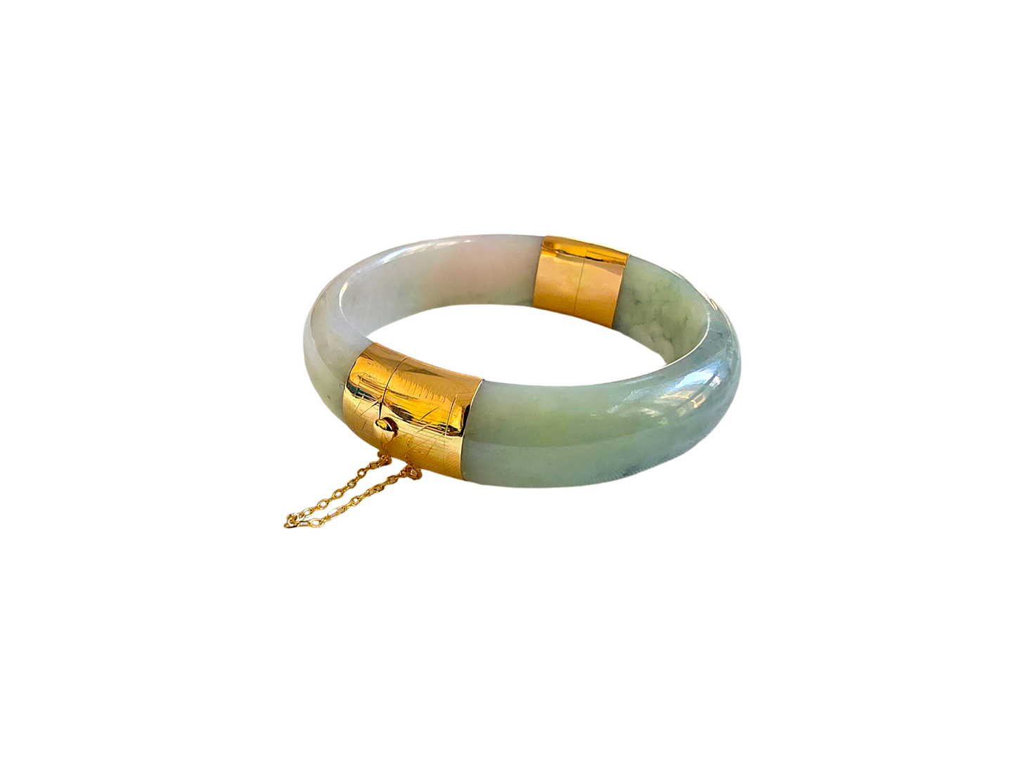 1881 Viceroy's Elliptical Burmese A-Jade Bangle Bracelet (with 14K Yellow Gold)