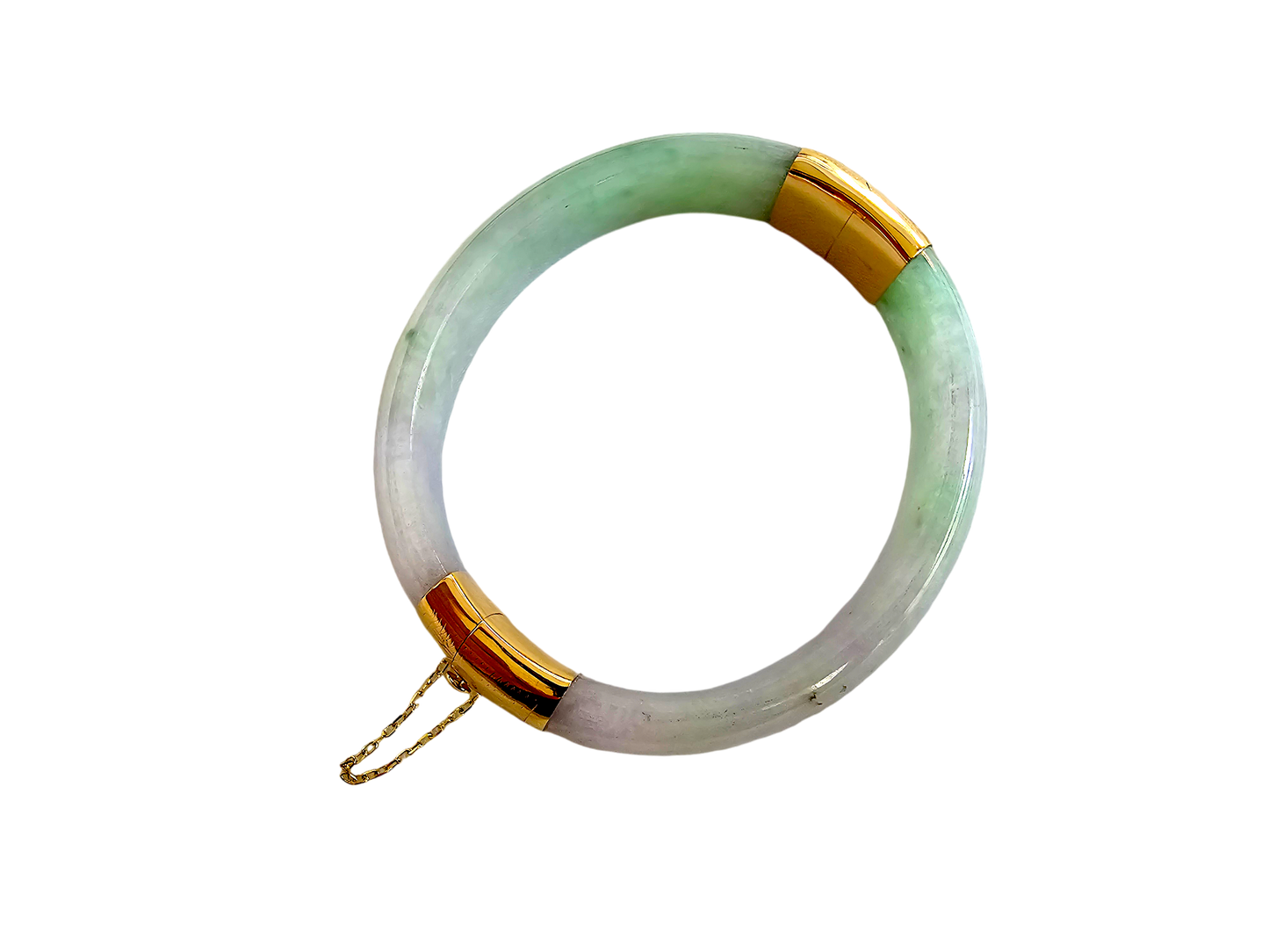 1882 Viceroy's Elliptical Burmese A-Jade Bangle Bracelet (with 14K Yellow Gold)