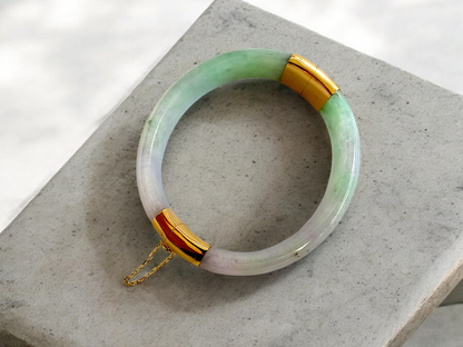 1882 Viceroy's Elliptical Burmese A-Jade Bangle Bracelet (with 14K Yellow Gold)