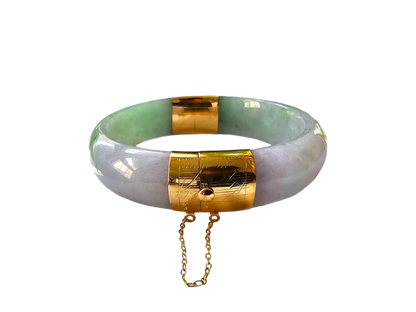 1882 Viceroy's Elliptical Burmese A-Jade Bangle Bracelet (with 14K Yellow Gold)