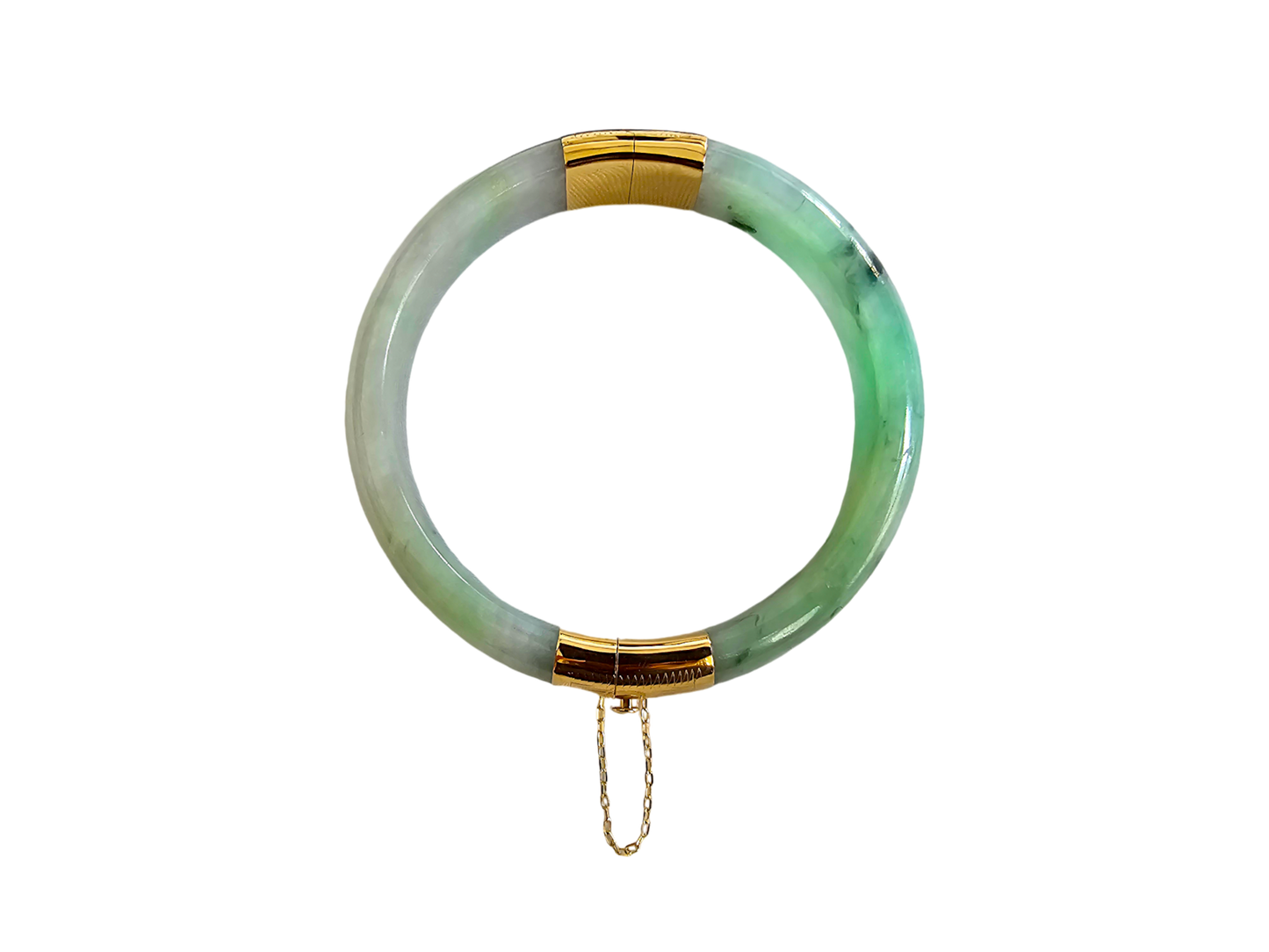 1883 Viceroy's Elliptical Burmese A-Jade Bangle Bracelet (with 14K Yellow Gold)