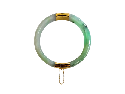 1883 Viceroy's Elliptical Burmese A-Jade Bangle Bracelet (with 14K Yellow Gold)