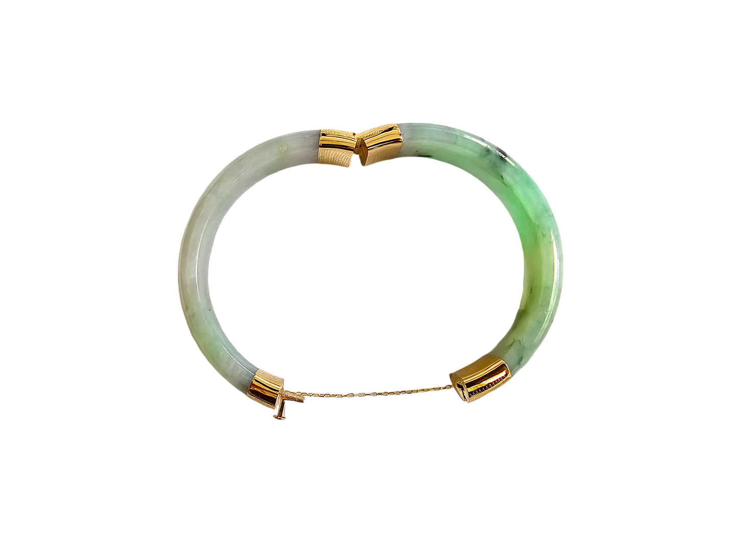 1883 Viceroy's Elliptical Burmese A-Jade Bangle Bracelet (with 14K Yellow Gold)