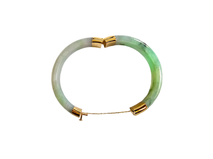 1883 Viceroy's Elliptical Burmese A-Jade Bangle Bracelet (with 14K Yellow Gold)