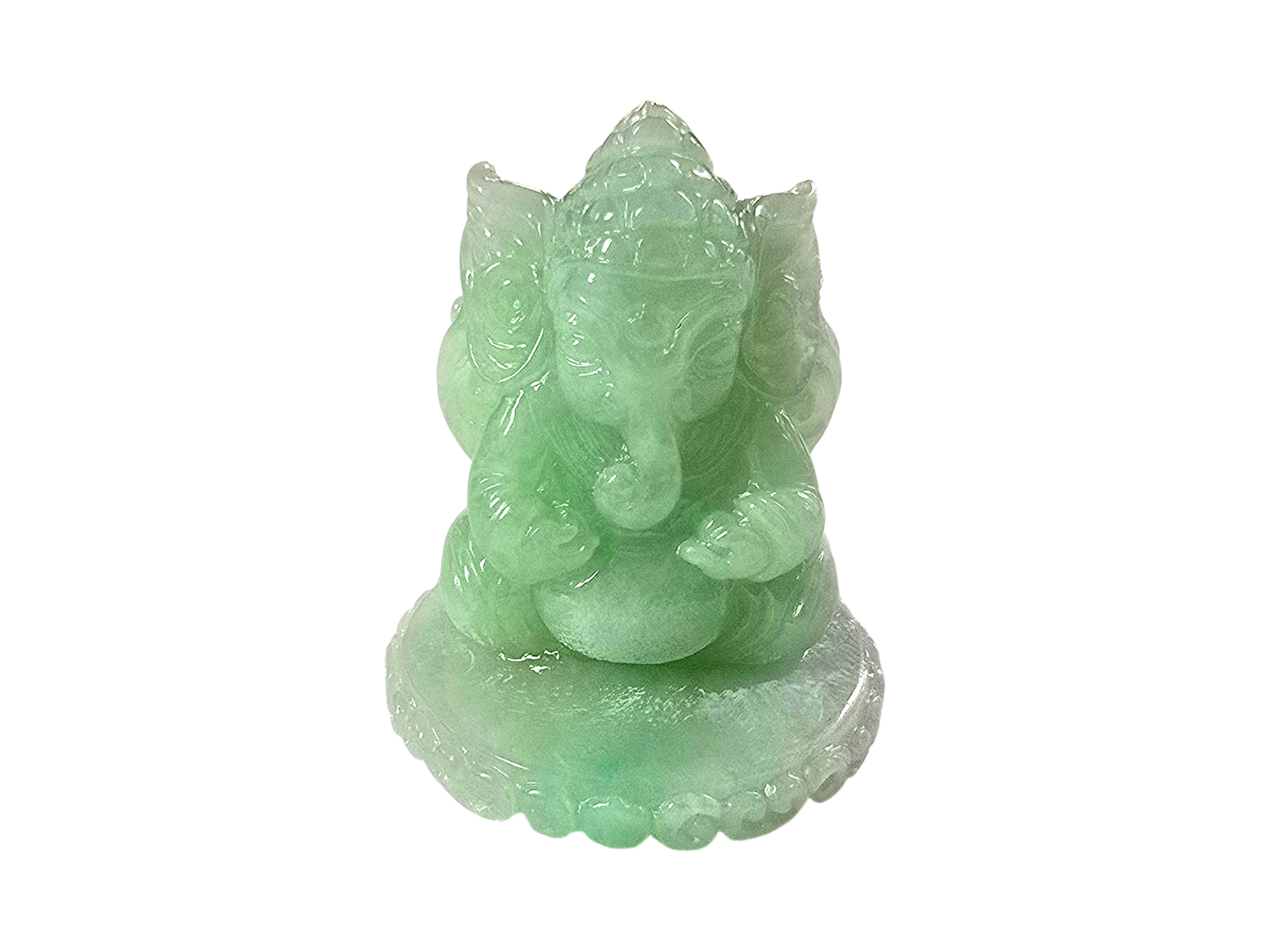 Certified Authoritative Lord Ganesha Imperial Burmese A-Jadeite Carved Figurine Ornament with Stand