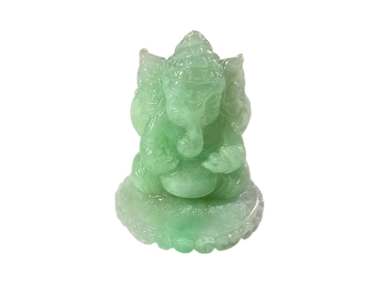 Certified Authoritative Lord Ganesha Imperial Burmese A-Jadeite Carved Figurine Ornament with Stand