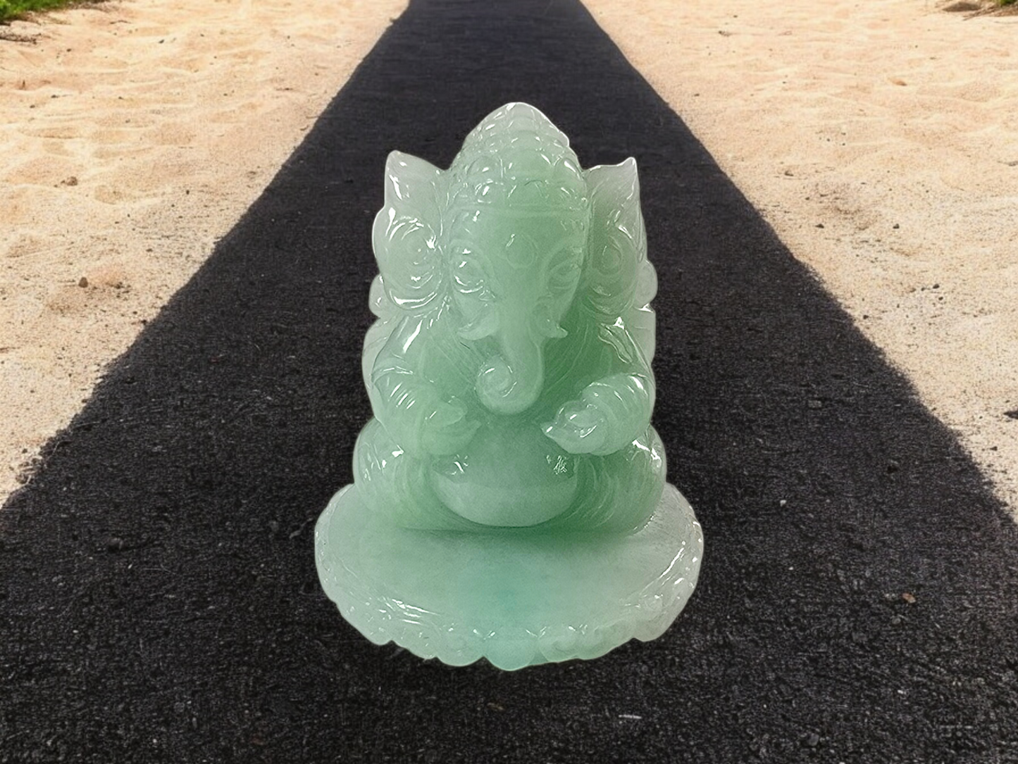 Certified Authoritative Lord Ganesha Imperial Burmese A-Jadeite Carved Figurine Ornament with Stand