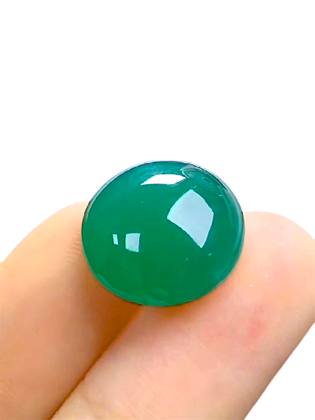 15.57 cts. Burmese A-Jadeite Deep Bluish-Green Round Cabochon Loose Stone Certified LS1