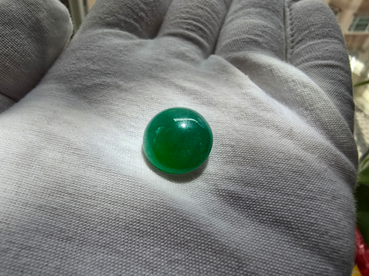 15.57 cts. Burmese A-Jadeite Deep Bluish-Green Round Cabochon Loose Stone Certified LS1