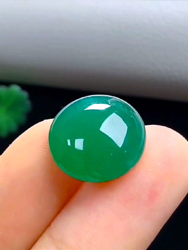 15.57 cts. Burmese A-Jadeite Deep Bluish-Green Round Cabochon Loose Stone Certified LS1