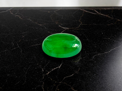 Certified 1.41cts. Vivid Imperial Green Burmese A-Jadeite Oval Cabochon Loose Stone LS2