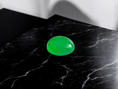 Certified 2.80cts. Vivid Apple Green Burmese A-Jadeite Oval Cabochon Loose Stone LS3