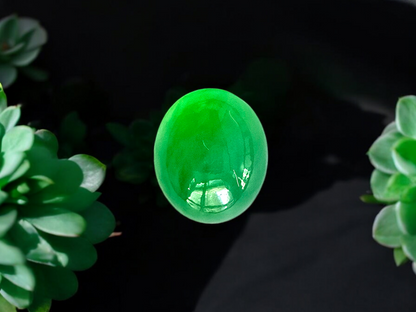 Certified 2.80cts. Vivid Apple Green Burmese A-Jadeite Oval Cabochon Loose Stone LS3