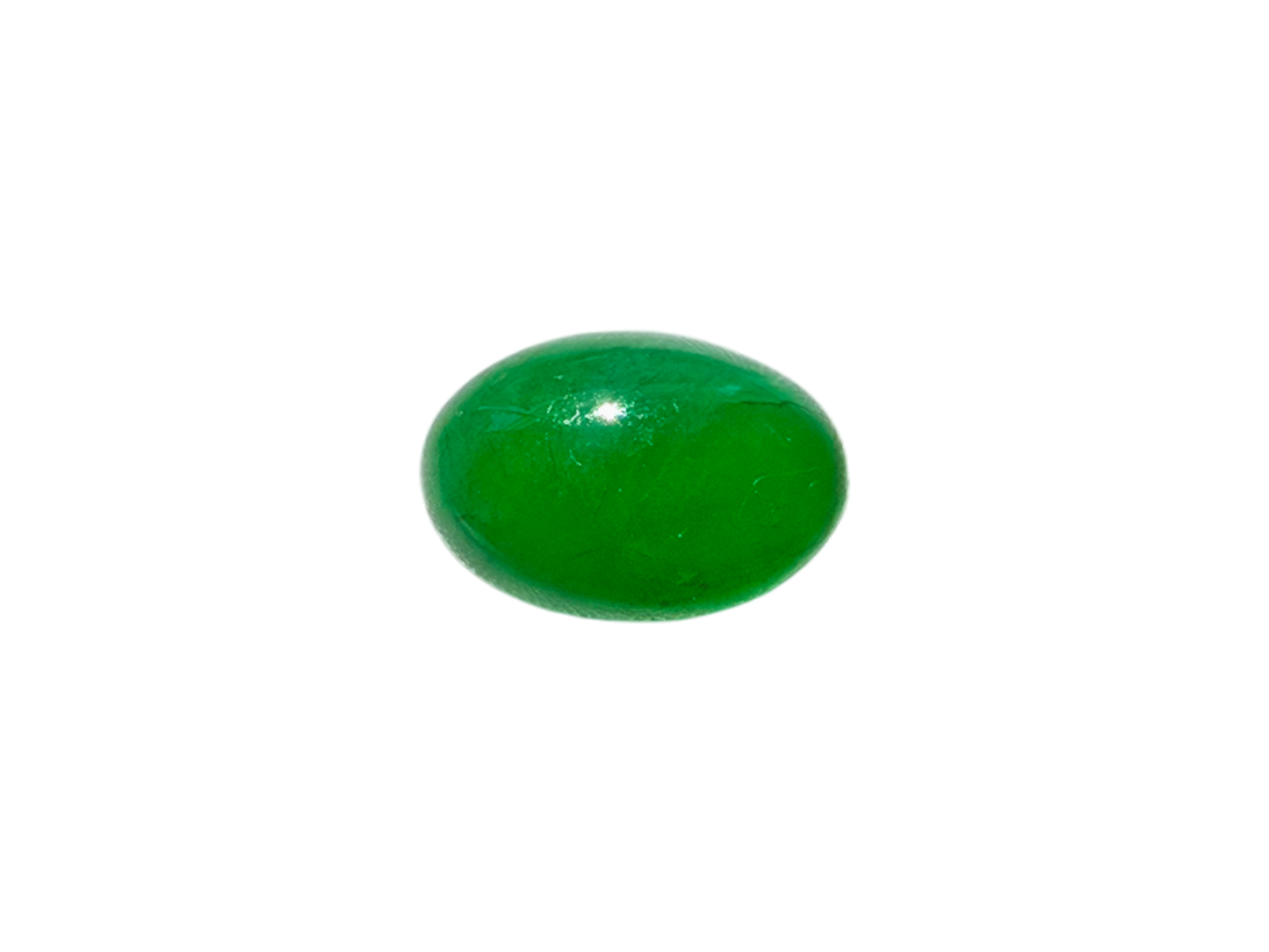 Certified MADE IN JAPAN 5.385cts. Vivid Imperial Green Burmese A-Jadeite Oval Cabochon Loose Stone LS5