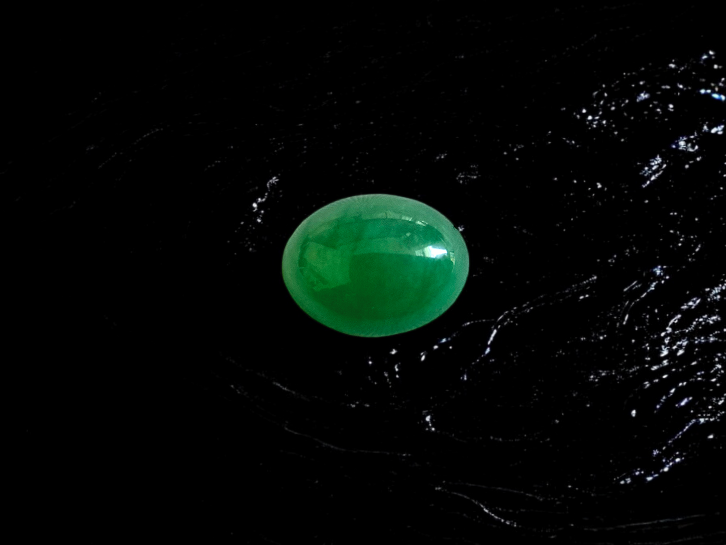 Certified MADE IN JAPAN 5.841cts. Intense Green Burmese A-Jadeite Oval Cabochon Loose Stone LS6