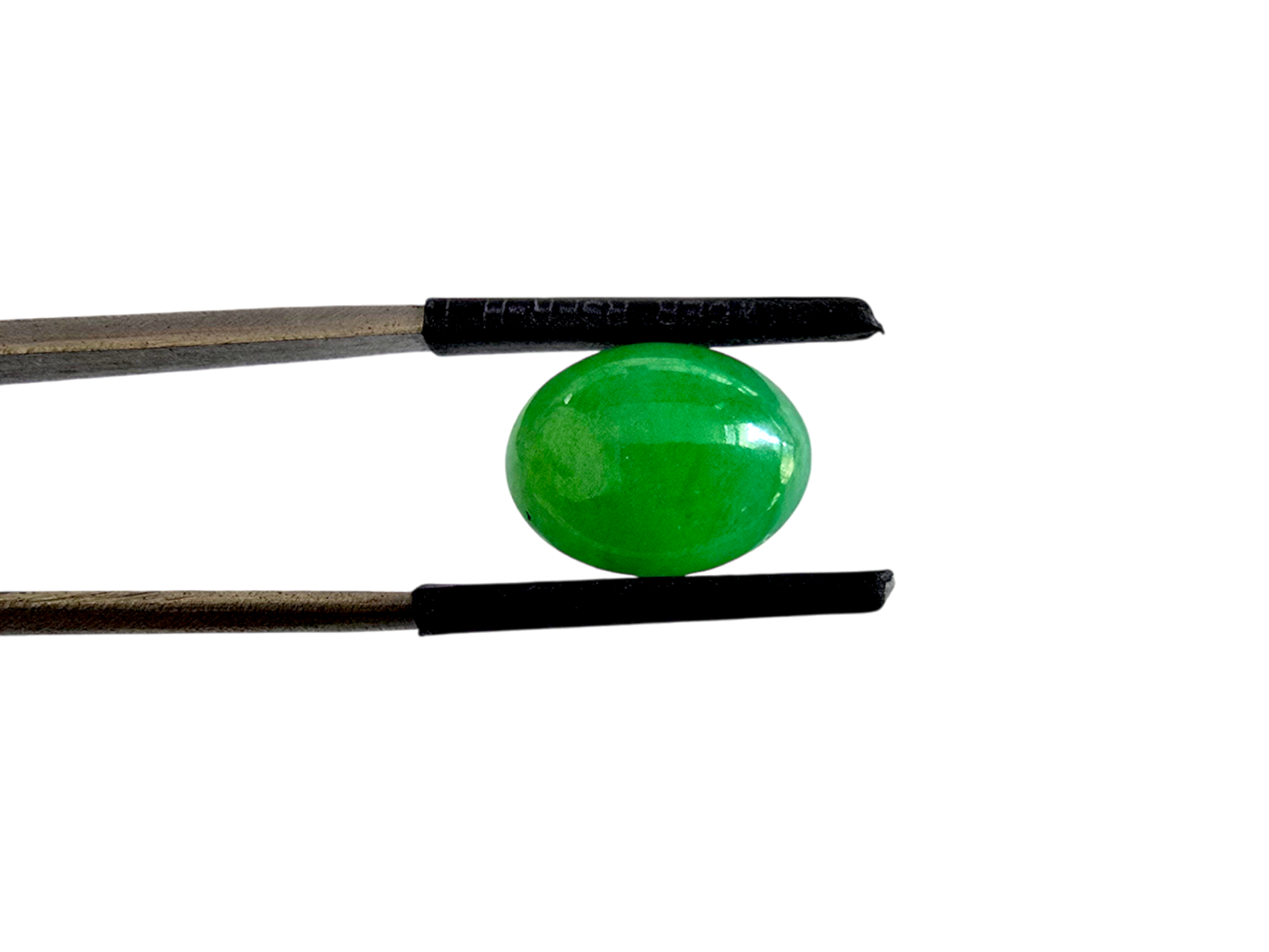 Certified MADE IN JAPAN 5.841cts. Intense Green Burmese A-Jadeite Oval Cabochon Loose Stone LS6