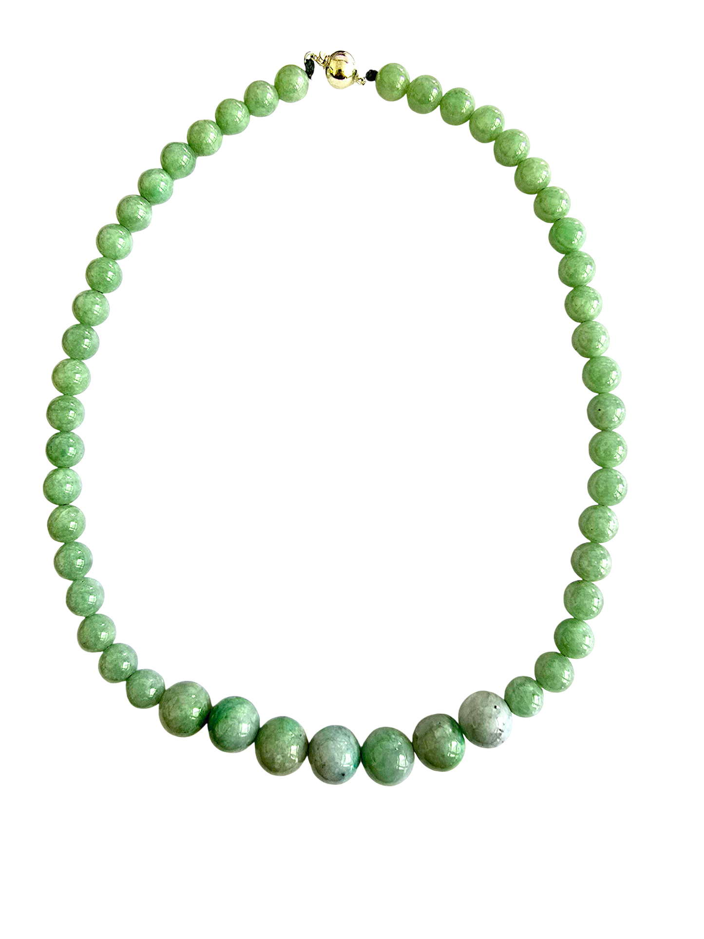 Imperial Burmese A-Jade Beaded Necklace 20.40 inches (13.50-10mm Beads) with Sterling Silver 925 10005