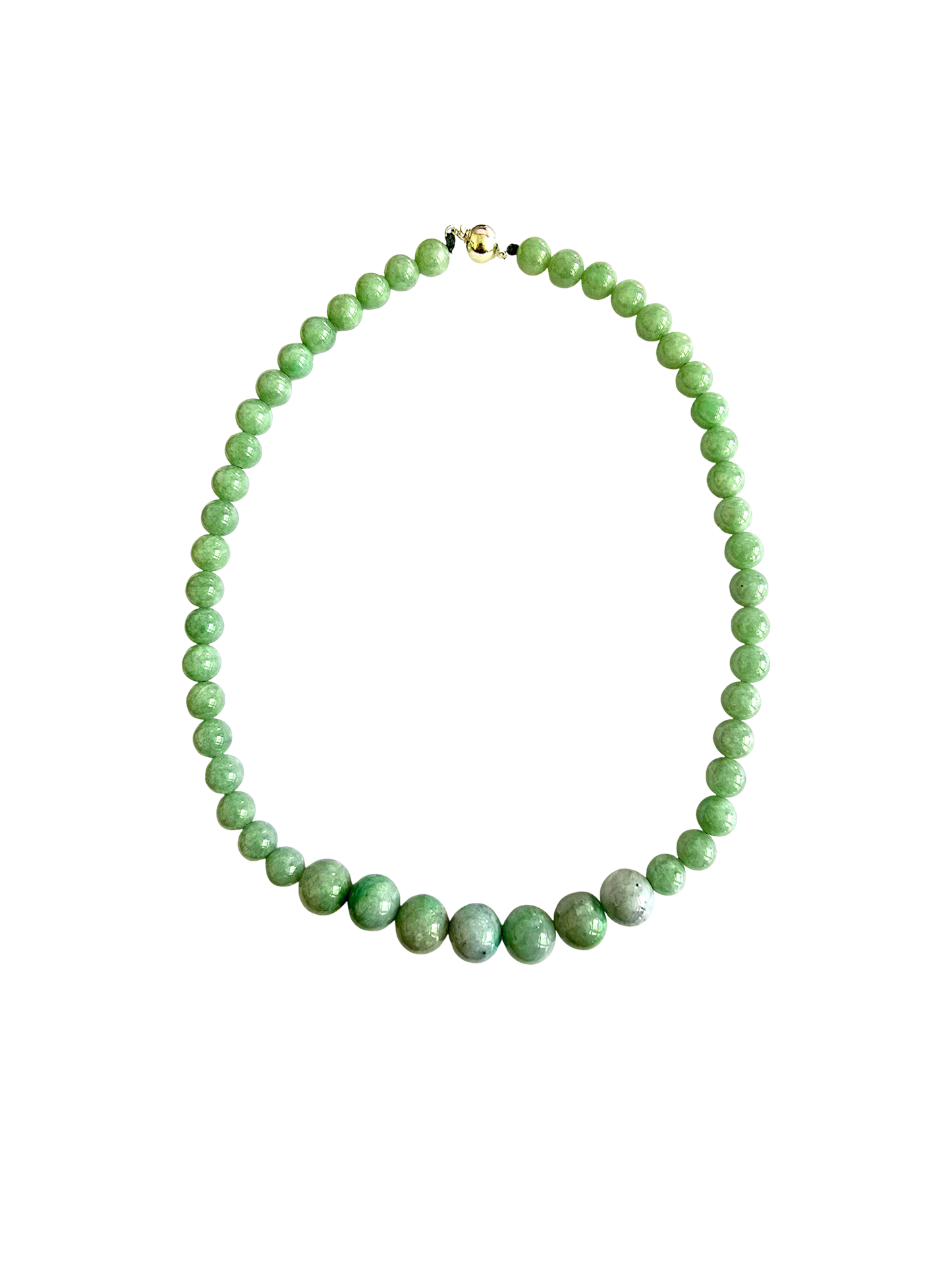 Imperial Burmese A-Jade Beaded Necklace 20.40 inches (13.50-10mm Beads) with Sterling Silver 925 10005