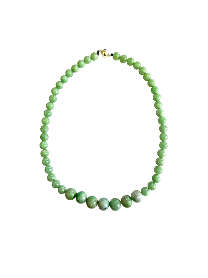 Imperial Burmese A-Jade Beaded Necklace 20.40 inches (13.50-10mm Beads) with Sterling Silver 925 10005