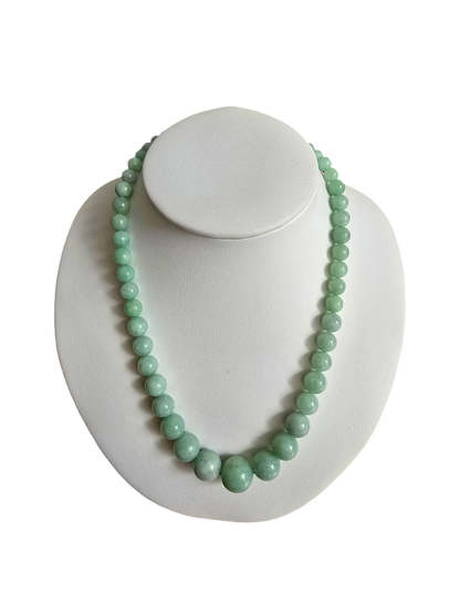 Imperial Burmese A-Jade Beaded Necklace 18 inches (6-15mm Beads) with 14K Yellow Gold 10006