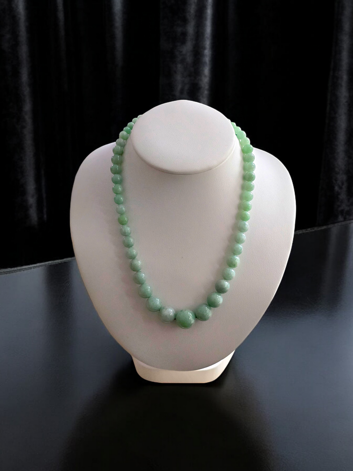 Imperial Burmese A-Jade Beaded Necklace 18 inches (6-15mm Beads) with 14K Yellow Gold 10006