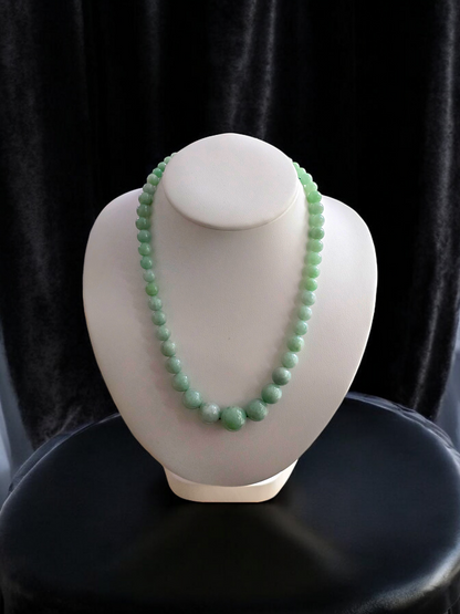 Imperial Burmese A-Jade Beaded Necklace 18 inches (6-15mm Beads) with 14K Yellow Gold 10006