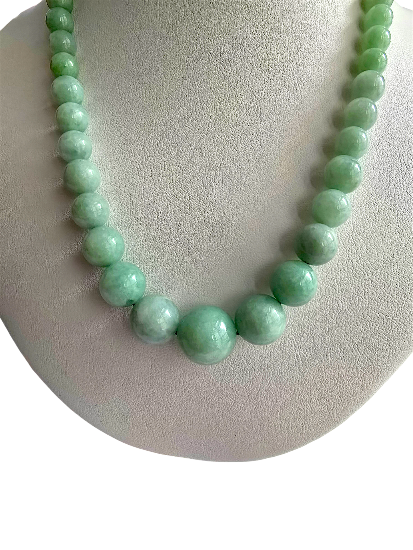 Imperial Burmese A-Jade Beaded Necklace 18 inches (6-15mm Beads) with 14K Yellow Gold 10006