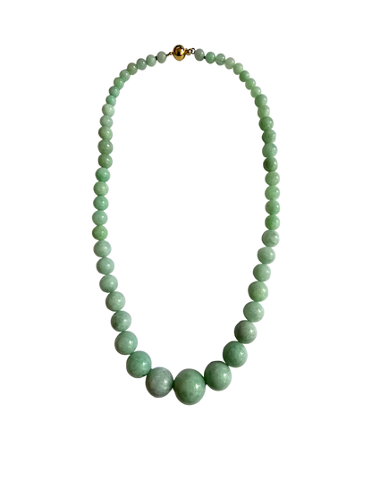 Imperial Burmese A-Jade Beaded Necklace 18 inches (6-15mm Beads) with 14K Yellow Gold 10006