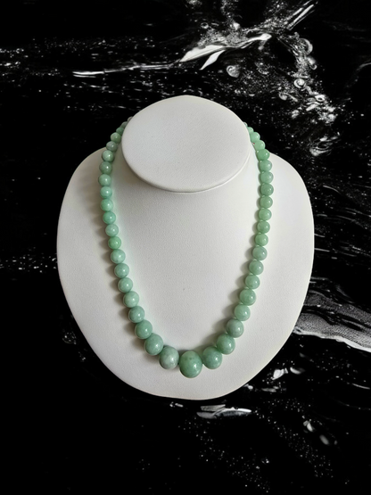 Imperial Burmese A-Jade Beaded Necklace 18 inches (6-15mm Beads) with 14K Yellow Gold 10006