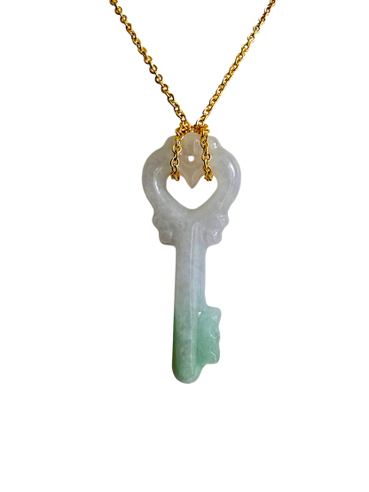 Key of Paris Burmese Green and Lavender A-Jade Charm Pendant