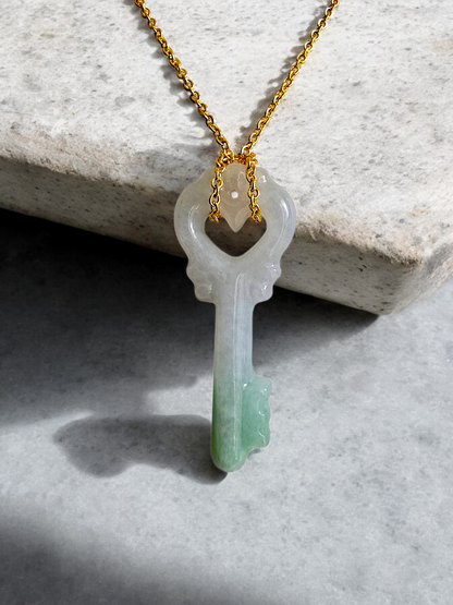 Key of Paris Burmese Green and Lavender A-Jade Charm Pendant