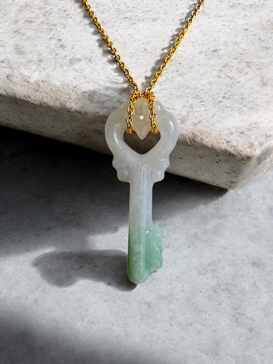 Key of Paris Burmese Green and Lavender A-Jade Charm Pendant