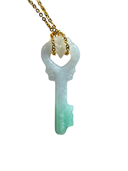 Key of Paris Burmese Green and Lavender A-Jade Charm Pendant