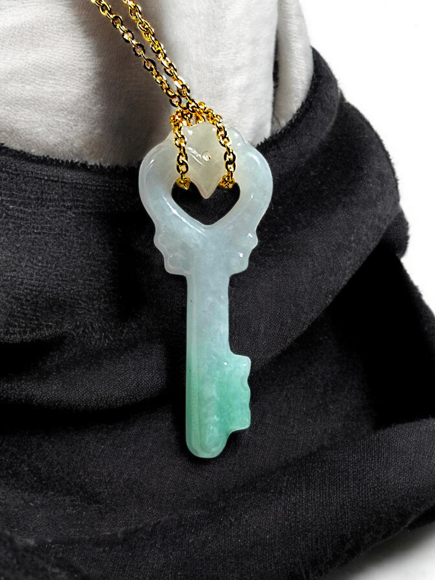 Key of Paris Burmese Green and Lavender A-Jade Charm Pendant