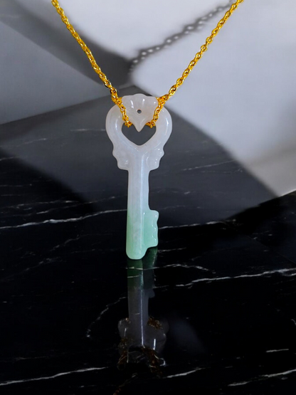 Key of Paris Burmese Green and Lavender A-Jade Charm Pendant