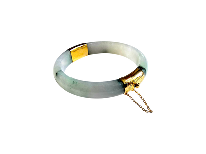 1884 Viceroy's Elliptical Burmese A-Jade Bangle Bracelet (with 14K Yellow Gold)