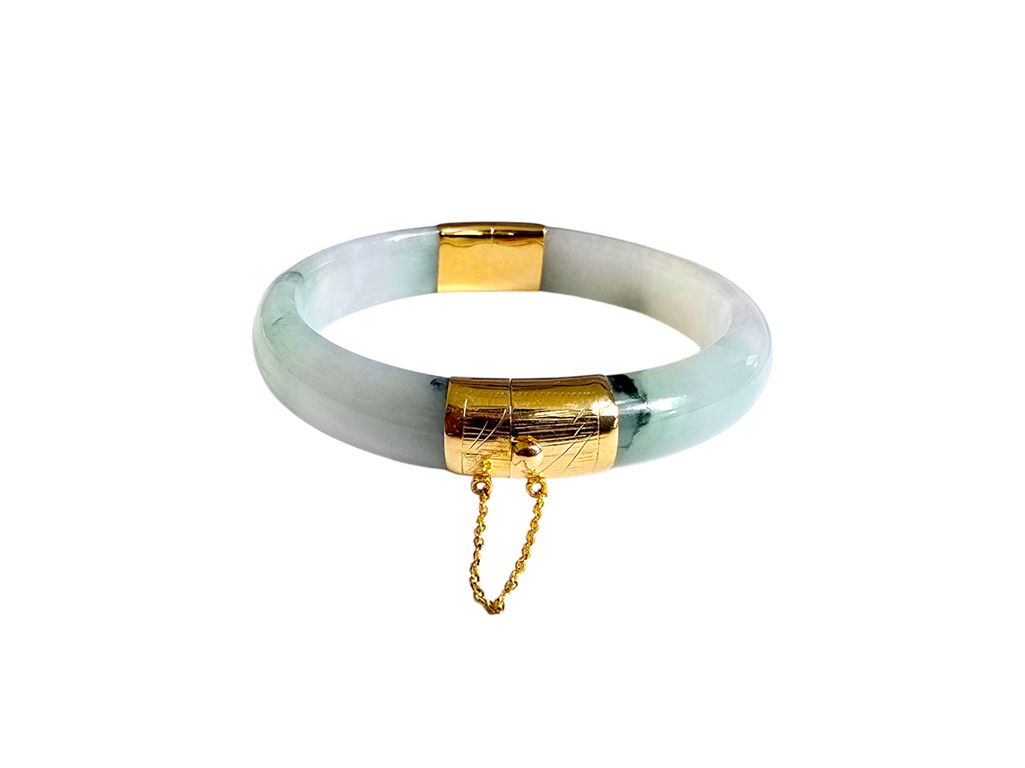 1884 Viceroy's Elliptical Burmese A-Jade Bangle Bracelet (with 14K Yellow Gold)